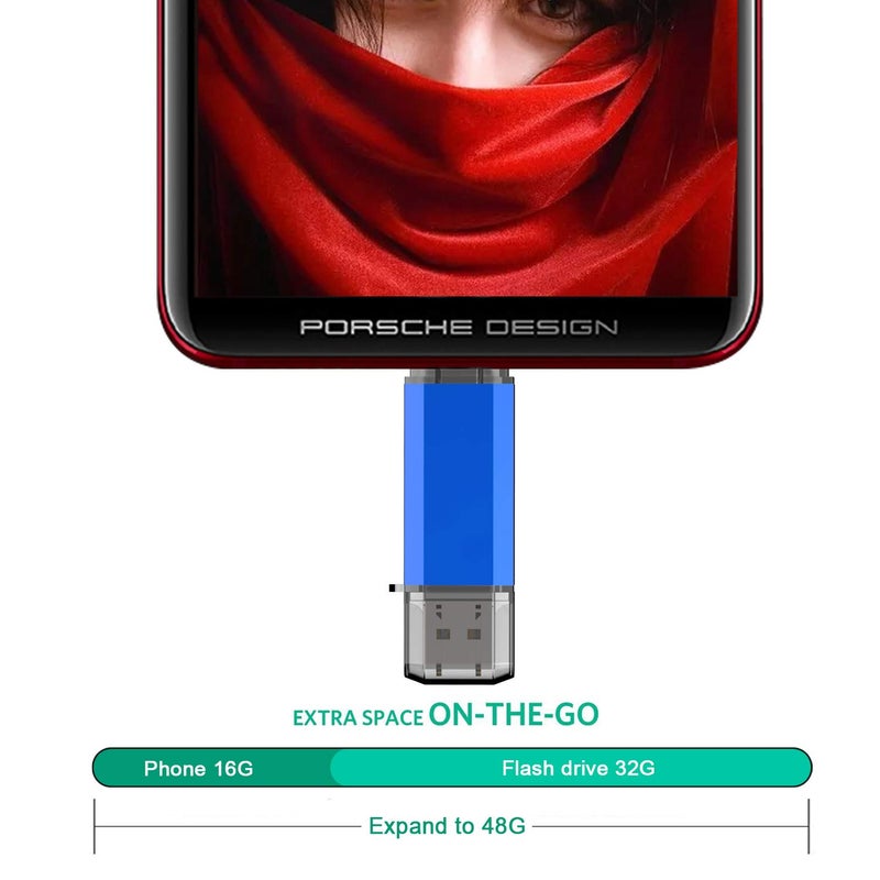 KALSAN 32GB USB Flash Drive, Type C Dual USB Disk(USB-A 3.0/Type C 3.0), High Speed Thumb Drive USB Pen Stick for Type C Smartphones, Tablets, PC, New MacBook-Blue - Image 4